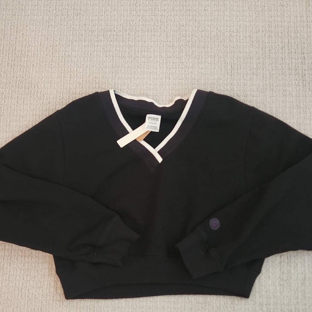 Victoria's Secret Black V-Neck Sweater Timeless Knit Design